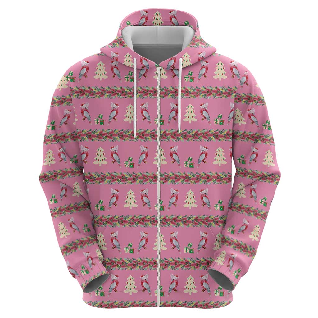Australia Pink Galah Christmas Hoodie Eolophus Roseicapilla Bottlebrush Seamless - Aussie Hoodie