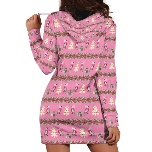 Australia Pink Galah Christmas Hoodie Dress Eolophus Roseicapilla Bottlebrush Seamless - Aussie Hoodie