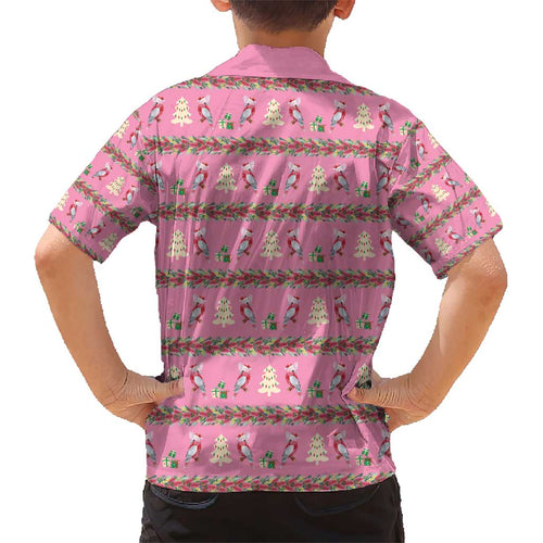 Australia Pink Galah Christmas Kid Hawaiian Shirt Eolophus Roseicapilla Bottlebrush Seamless - Aussie Hoodie