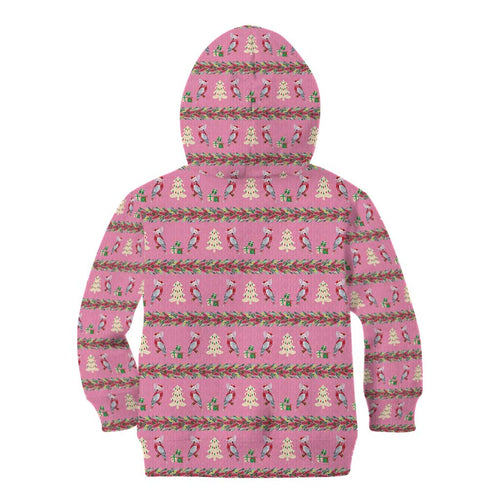 Australia Pink Galah Christmas Kid Hoodie Eolophus Roseicapilla Bottlebrush Seamless - Aussie Hoodie