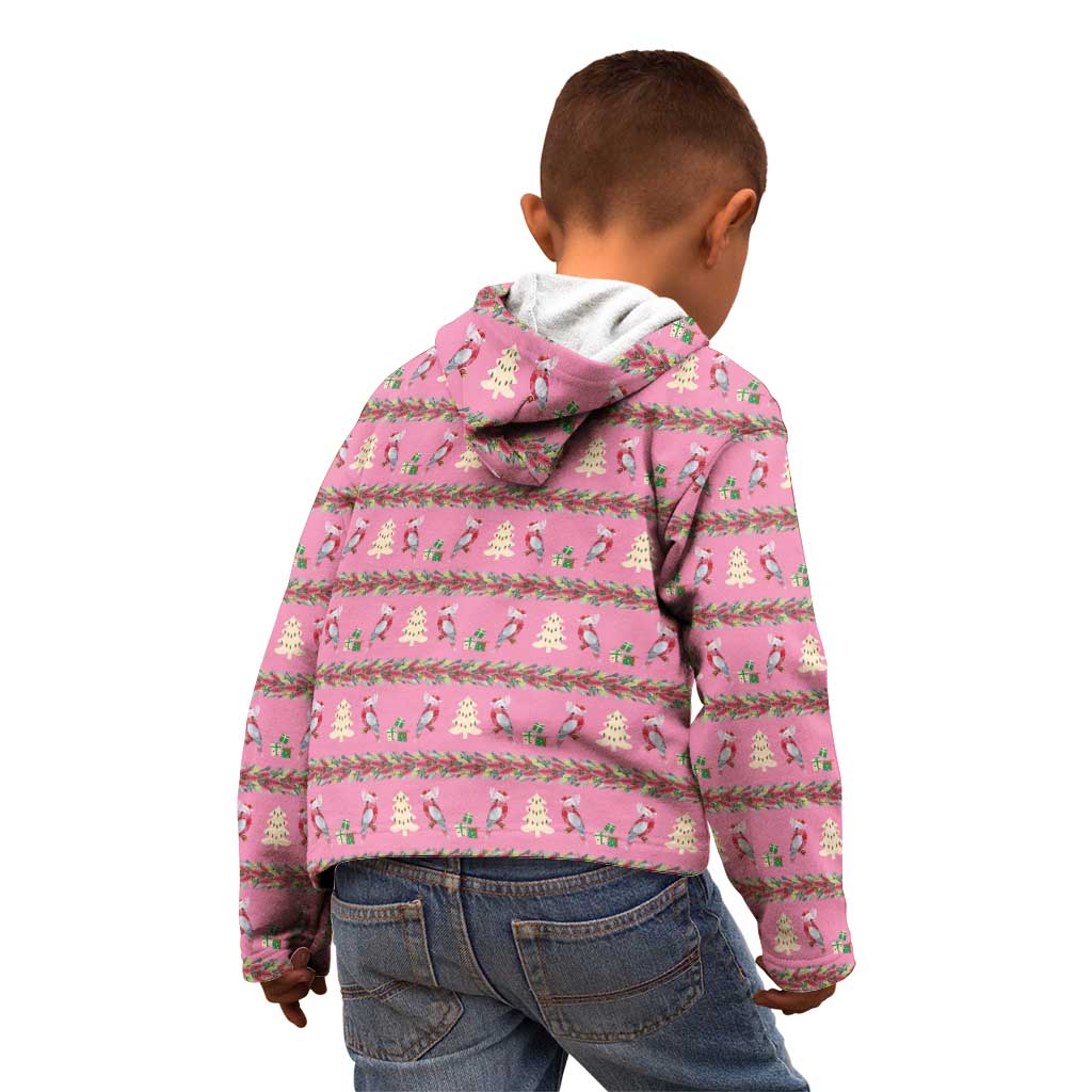 Australia Pink Galah Christmas Kid Hoodie Eolophus Roseicapilla Bottlebrush Seamless - Aussie Hoodie