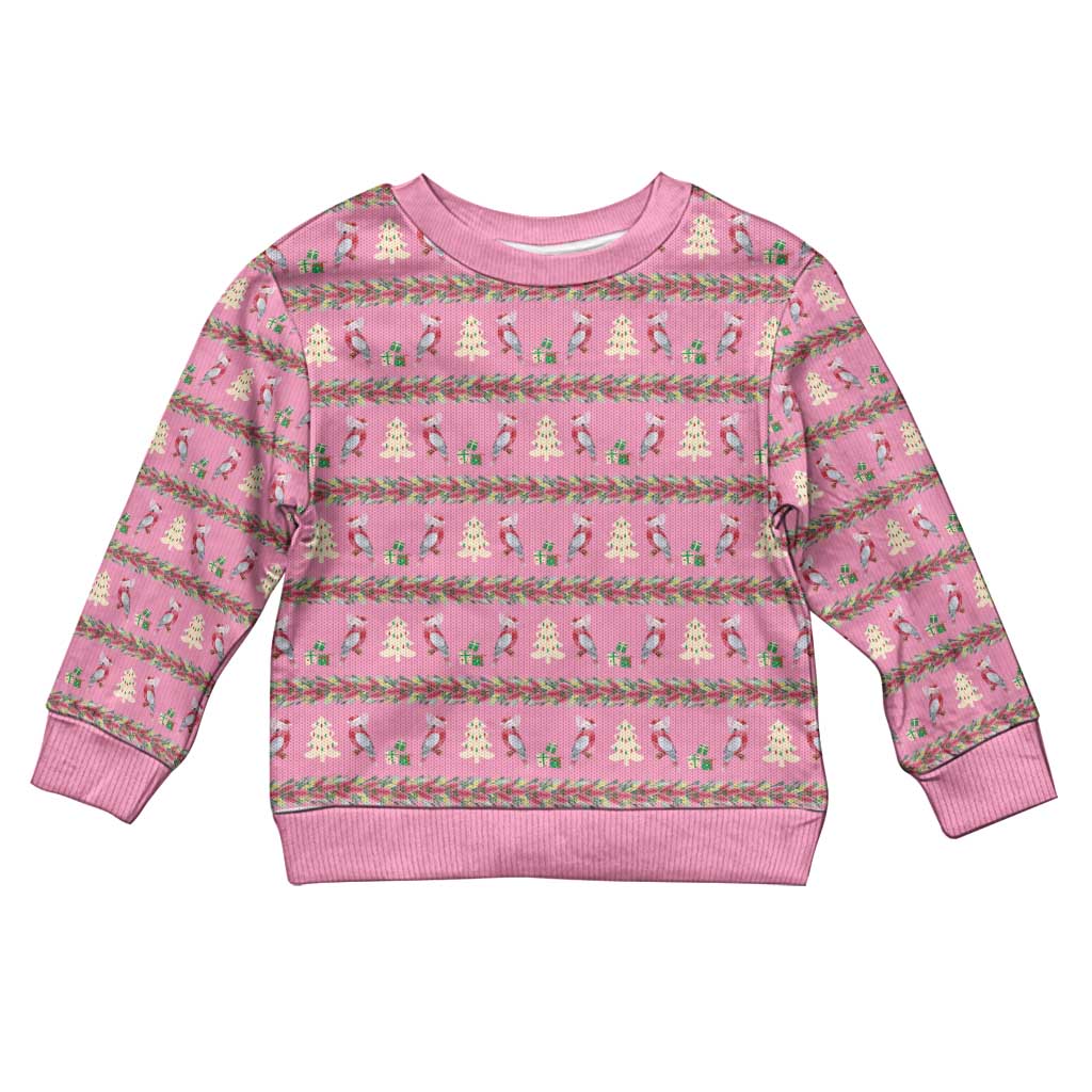Australia Pink Galah Christmas Kid Ugly Christmas Sweater Eolophus Roseicapilla Bottlebrush Seamless - Aussie Hoodie