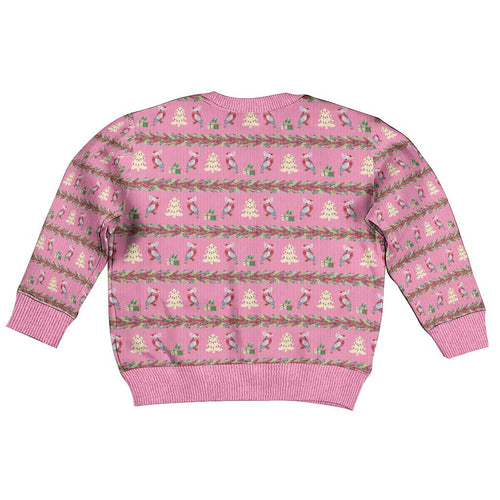 Australia Pink Galah Christmas Kid Ugly Christmas Sweater Eolophus Roseicapilla Bottlebrush Seamless - Aussie Hoodie