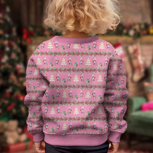 Australia Pink Galah Christmas Kid Ugly Christmas Sweater Eolophus Roseicapilla Bottlebrush Seamless - Aussie Hoodie