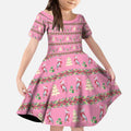 Australia Pink Galah Christmas Kid Short Sleeve Dress Eolophus Roseicapilla Bottlebrush Seamless - Aussie Hoodie