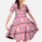 Australia Pink Galah Christmas Kid Short Sleeve Dress Eolophus Roseicapilla Bottlebrush Seamless - Aussie Hoodie