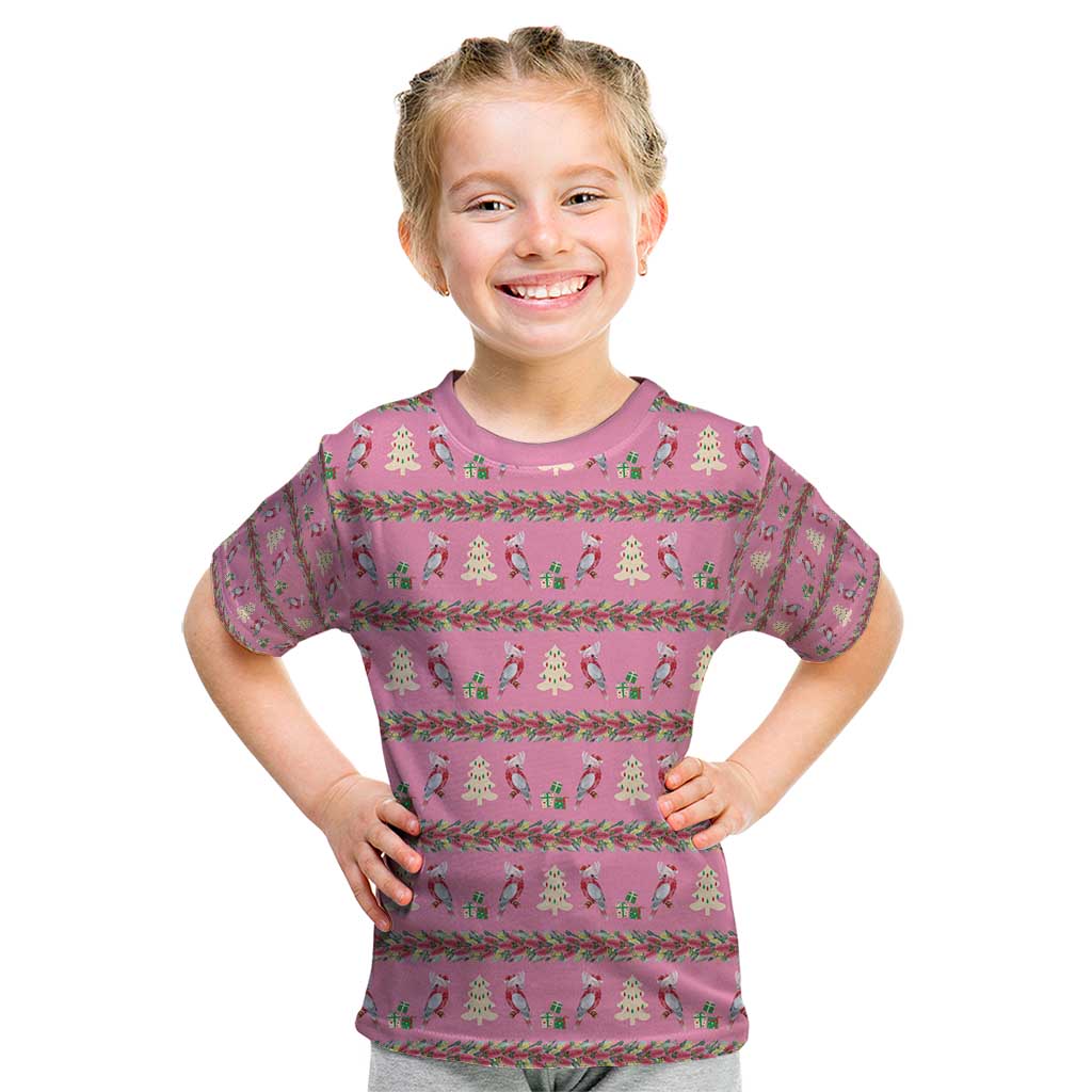 Australia Pink Galah Christmas Kid T Shirt Eolophus Roseicapilla Bottlebrush Seamless - Aussie Hoodie