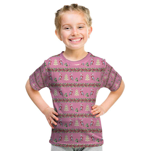 Australia Pink Galah Christmas Kid T Shirt Eolophus Roseicapilla Bottlebrush Seamless - Aussie Hoodie