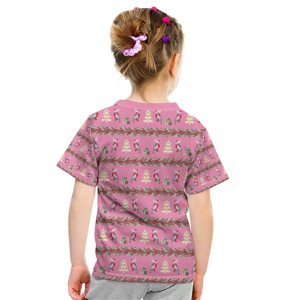 Australia Pink Galah Christmas Kid T Shirt Eolophus Roseicapilla Bottlebrush Seamless - Aussie Hoodie