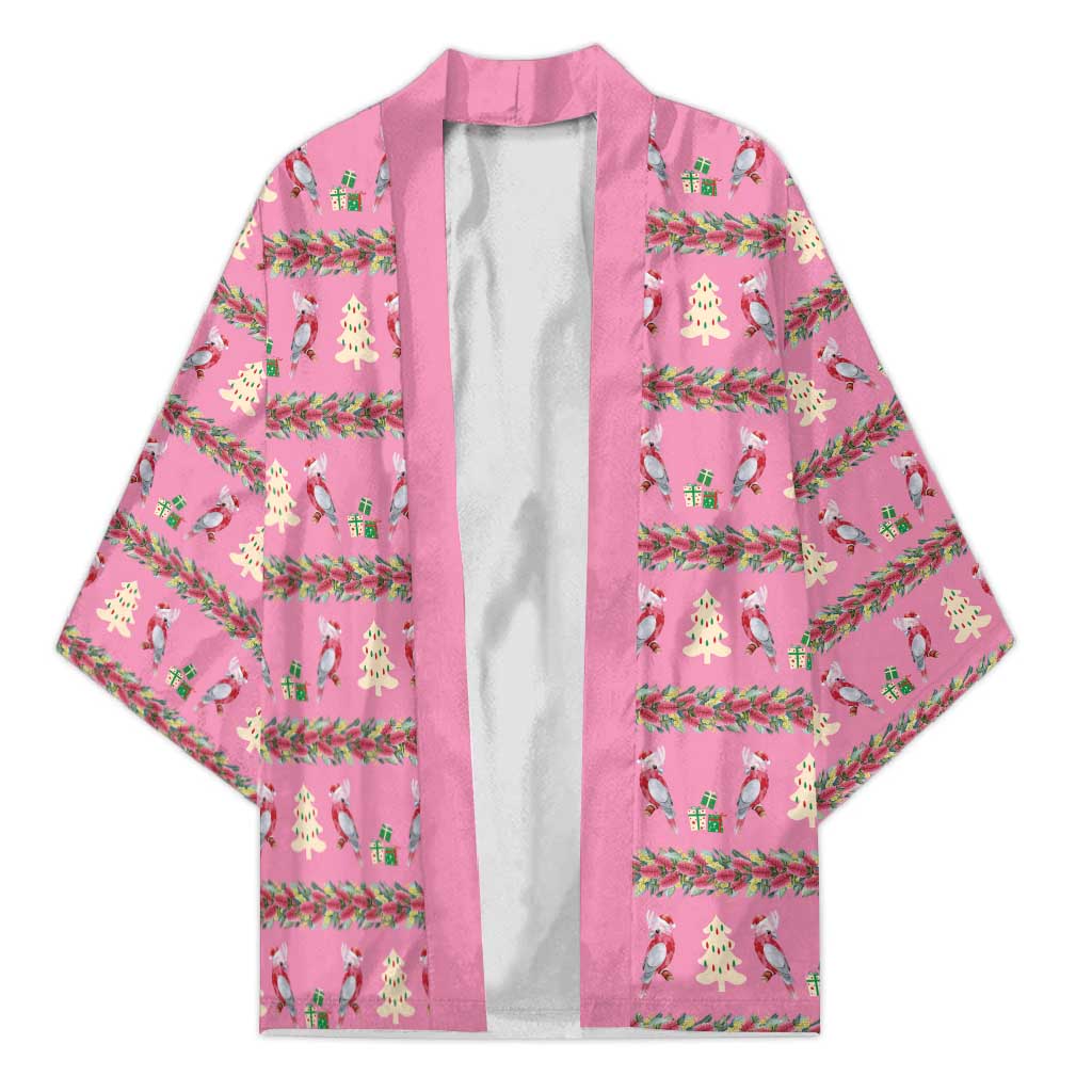 Australia Pink Galah Christmas Kimono Eolophus Roseicapilla Bottlebrush Seamless - Aussie Hoodie
