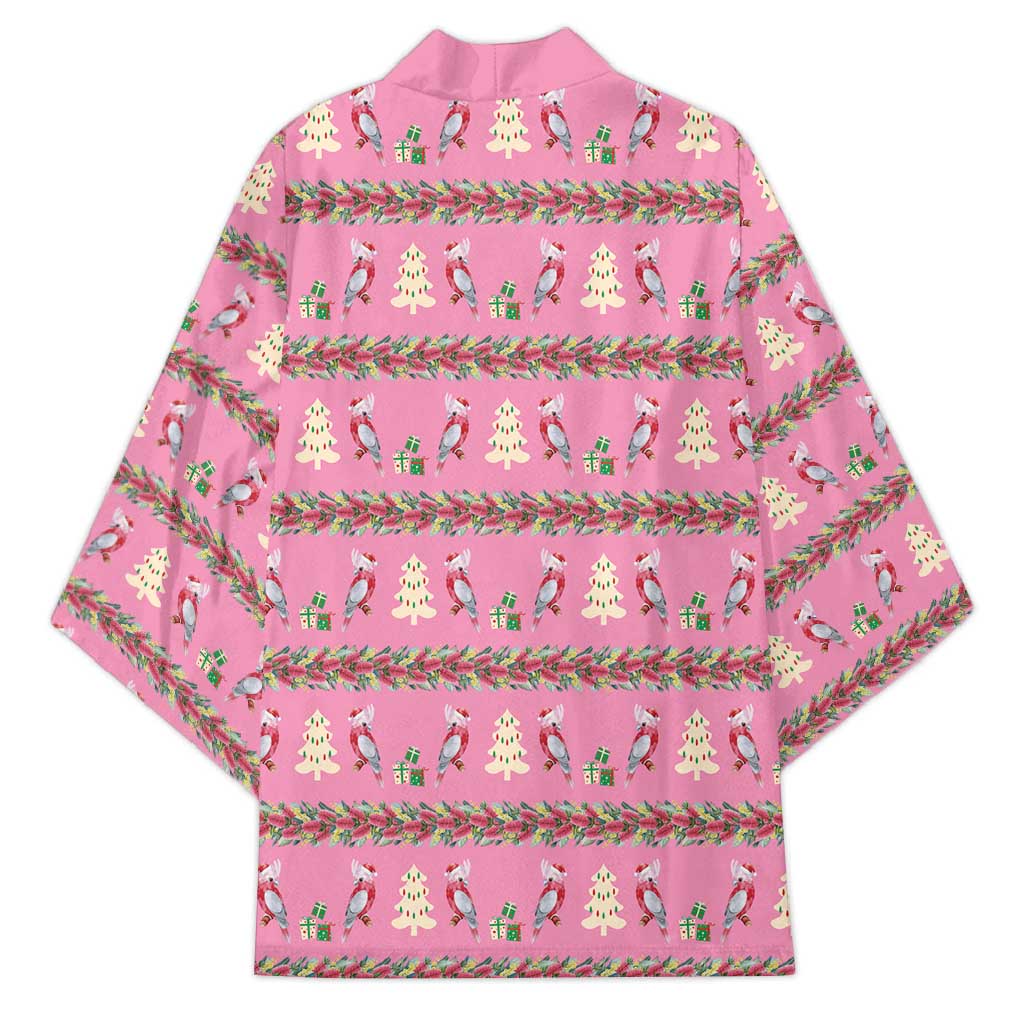Australia Pink Galah Christmas Kimono Eolophus Roseicapilla Bottlebrush Seamless - Aussie Hoodie