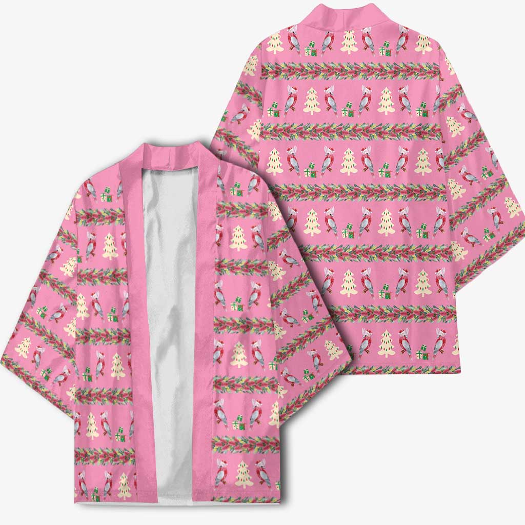 Australia Pink Galah Christmas Kimono Eolophus Roseicapilla Bottlebrush Seamless - Aussie Hoodie
