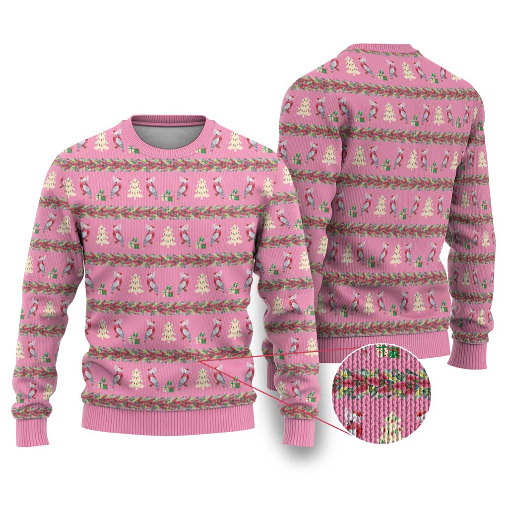 Australia Pink Galah Christmas Ugly Christmas Sweater Eolophus Roseicapilla Bottlebrush Seamless - Aussie Hoodie