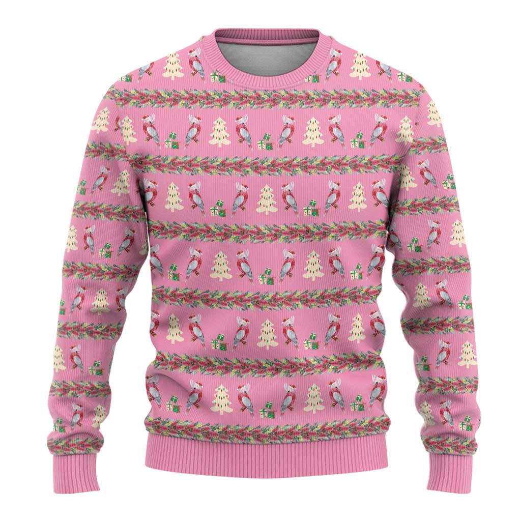 Australia Pink Galah Christmas Ugly Christmas Sweater Eolophus Roseicapilla Bottlebrush Seamless - Aussie Hoodie
