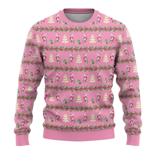 Australia Pink Galah Christmas Ugly Christmas Sweater Eolophus Roseicapilla Bottlebrush Seamless - Aussie Hoodie