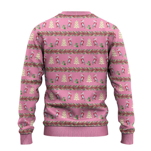 Australia Pink Galah Christmas Ugly Christmas Sweater Eolophus Roseicapilla Bottlebrush Seamless - Aussie Hoodie