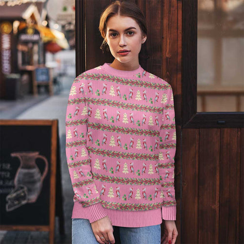 Australia Pink Galah Christmas Ugly Christmas Sweater Eolophus Roseicapilla Bottlebrush Seamless - Aussie Hoodie