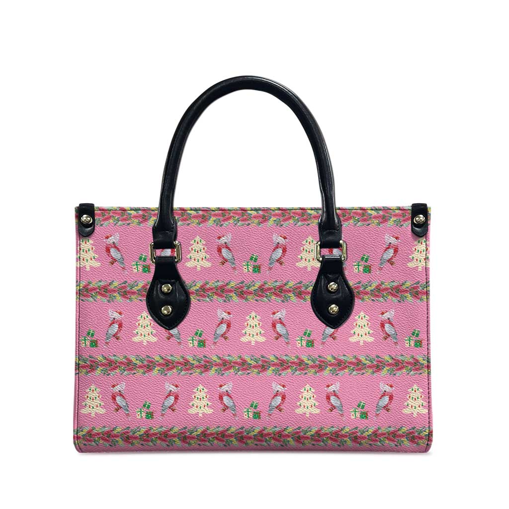 Australia Pink Galah Christmas Leather Bag Eolophus Roseicapilla Bottlebrush Seamless - Aussie Hoodie