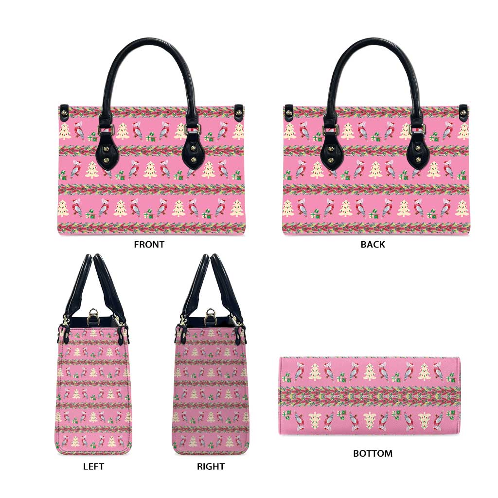 Australia Pink Galah Christmas Leather Bag Eolophus Roseicapilla Bottlebrush Seamless - Aussie Hoodie