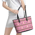 Australia Pink Galah Christmas Leather Tote Bag Eolophus Roseicapilla Bottlebrush Seamless - Aussie Hoodie