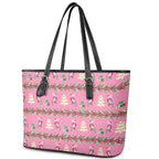 Australia Pink Galah Christmas Leather Tote Bag Eolophus Roseicapilla Bottlebrush Seamless - Aussie Hoodie