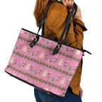 Australia Pink Galah Christmas Leather Tote Bag Eolophus Roseicapilla Bottlebrush Seamless - Aussie Hoodie