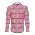 Australia Pink Galah Christmas Long Sleeve Button Shirt Eolophus Roseicapilla Bottlebrush Seamless - Aussie Hoodie