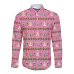 Australia Pink Galah Christmas Long Sleeve Button Shirt Eolophus Roseicapilla Bottlebrush Seamless - Aussie Hoodie