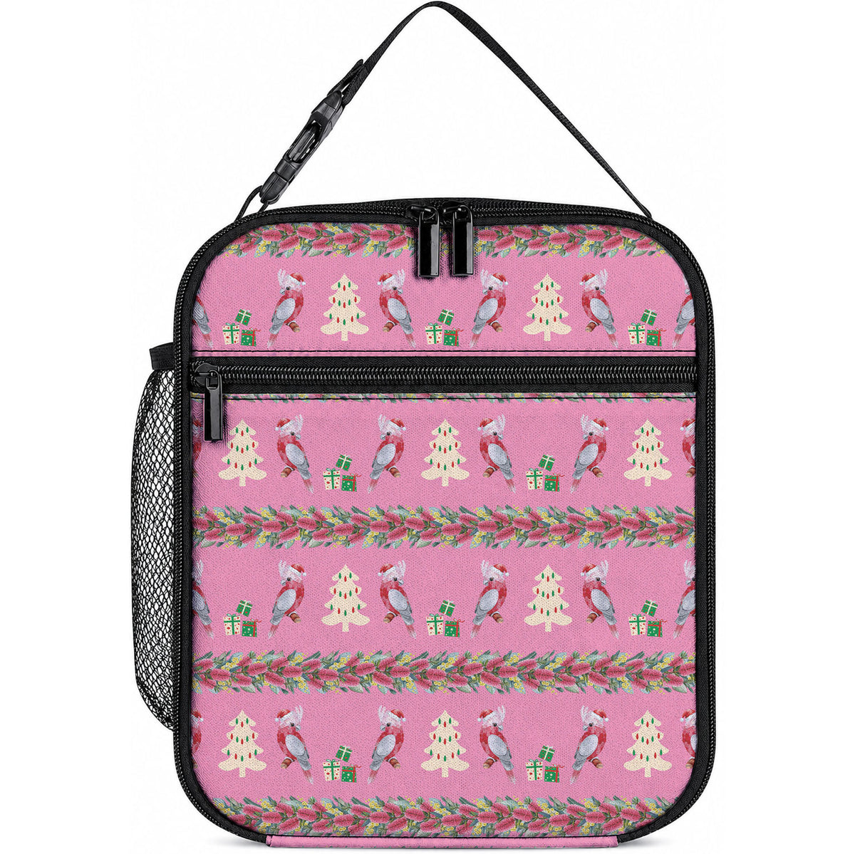 Australia Pink Galah Christmas Lunch Bag Eolophus Roseicapilla Bottlebrush Seamless