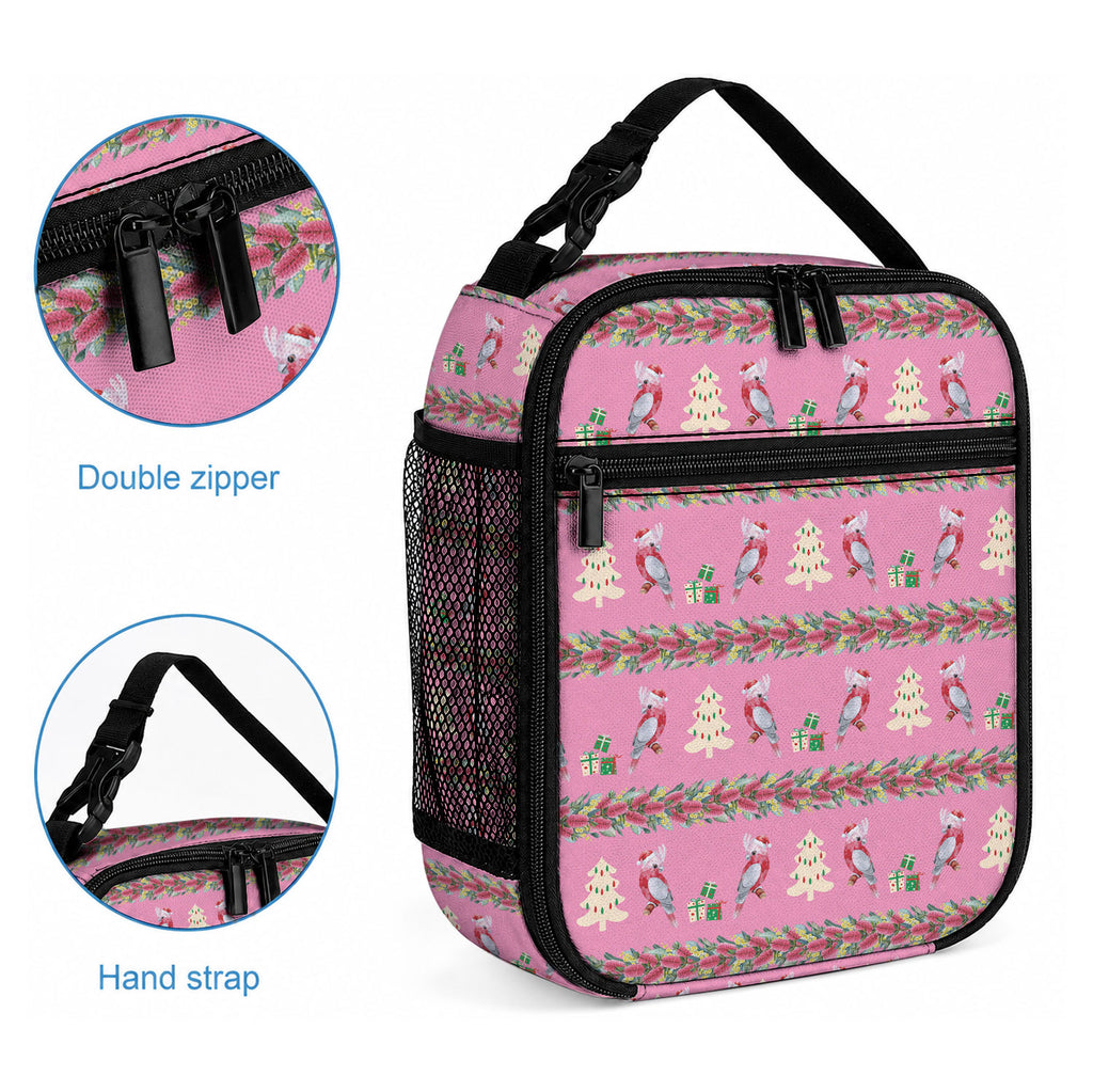 Australia Pink Galah Christmas Lunch Bag Eolophus Roseicapilla Bottlebrush Seamless