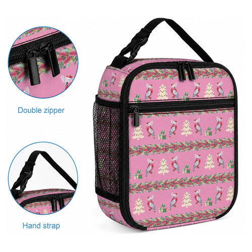 Australia Pink Galah Christmas Lunch Bag Eolophus Roseicapilla Bottlebrush Seamless