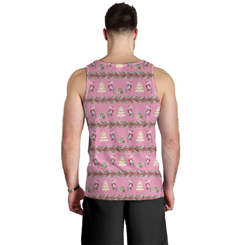 Australia Pink Galah Christmas Men Tank Top Eolophus Roseicapilla Bottlebrush Seamless - Aussie Hoodie