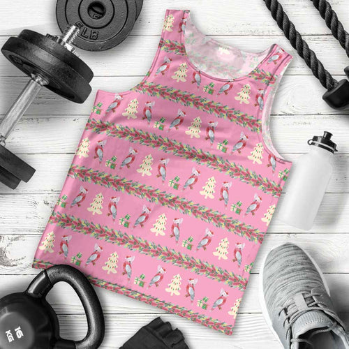 Australia Pink Galah Christmas Men Tank Top Eolophus Roseicapilla Bottlebrush Seamless - Aussie Hoodie