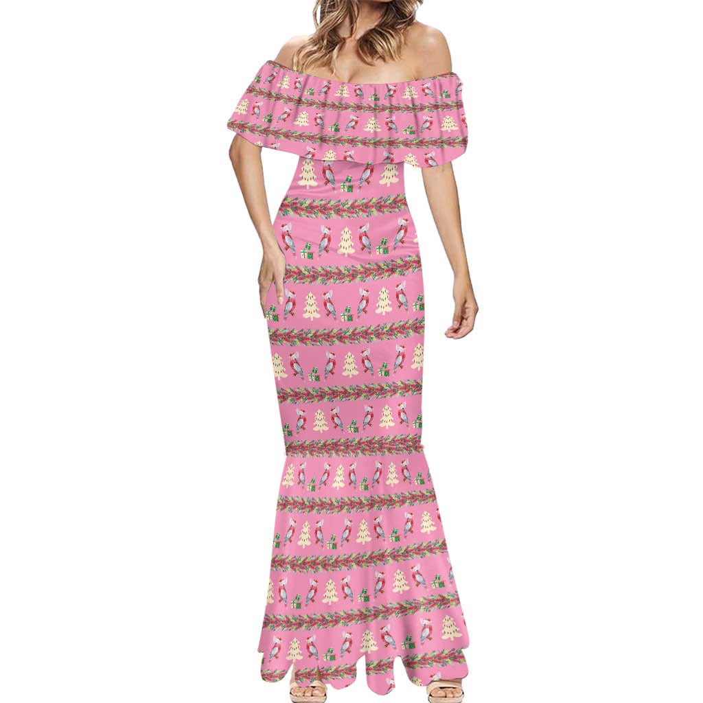 Australia Pink Galah Christmas Mermaid Dress Eolophus Roseicapilla Bottlebrush Seamless - Aussie Hoodie