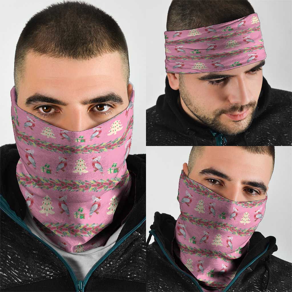 Australia Pink Galah Christmas Neck Gaiter Eolophus Roseicapilla Bottlebrush Seamless - Aussie Hoodie