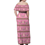 Australia Pink Galah Christmas Off Shoulder Maxi Dress Eolophus Roseicapilla Bottlebrush Seamless - Aussie Hoodie