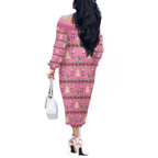 Australia Pink Galah Christmas Off The Shoulder Long Sleeve Dress Eolophus Roseicapilla Bottlebrush Seamless - Aussie Hoodie