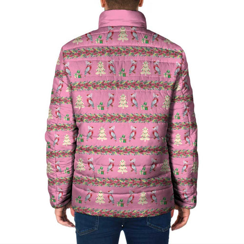 Australia Pink Galah Christmas Padded Jacket Eolophus Roseicapilla Bottlebrush Seamless - Aussie Hoodie