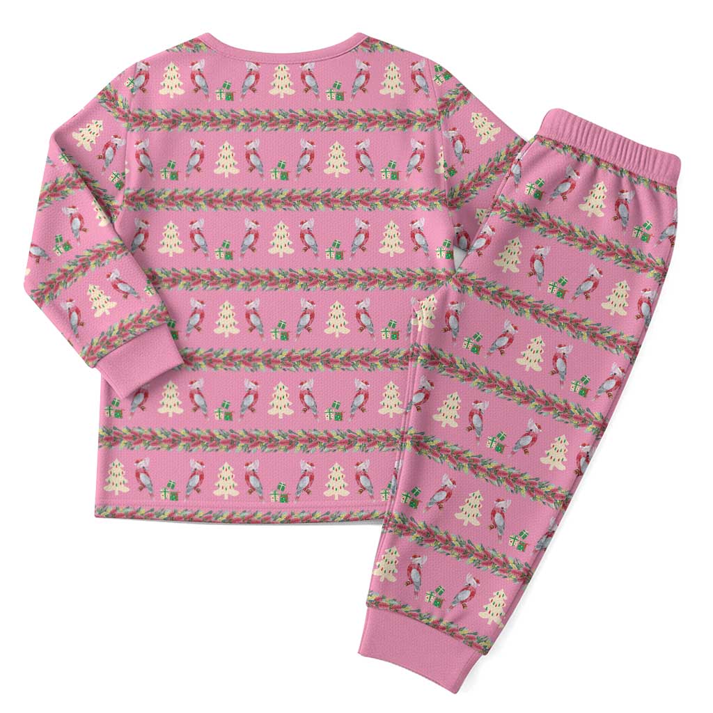 Australia Pink Galah Christmas Pajama Set Eolophus Roseicapilla Bottlebrush Seamless - Aussie Hoodie