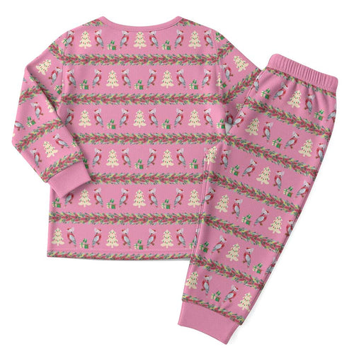 Australia Pink Galah Christmas Pajama Set Eolophus Roseicapilla Bottlebrush Seamless - Aussie Hoodie