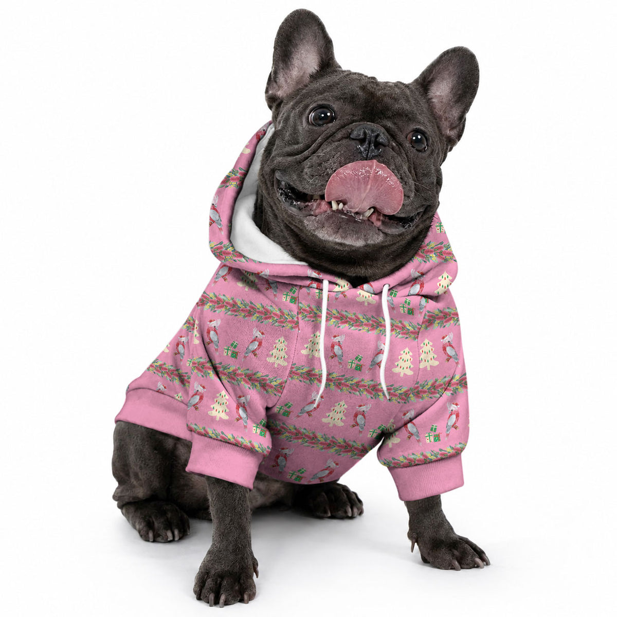 Australia Pink Galah Christmas Pet Hoodie Eolophus Roseicapilla Bottlebrush Seamless