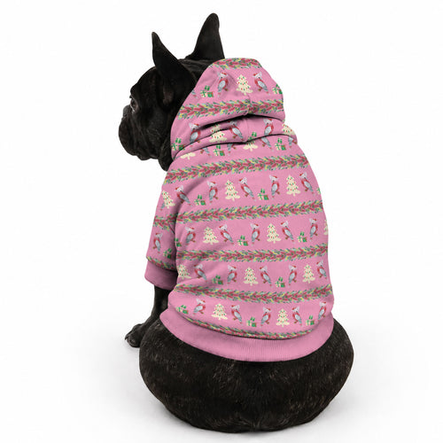 Australia Pink Galah Christmas Pet Hoodie Eolophus Roseicapilla Bottlebrush Seamless