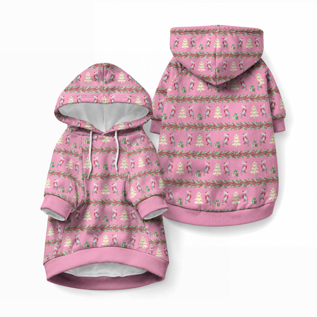 Australia Pink Galah Christmas Pet Hoodie Eolophus Roseicapilla Bottlebrush Seamless