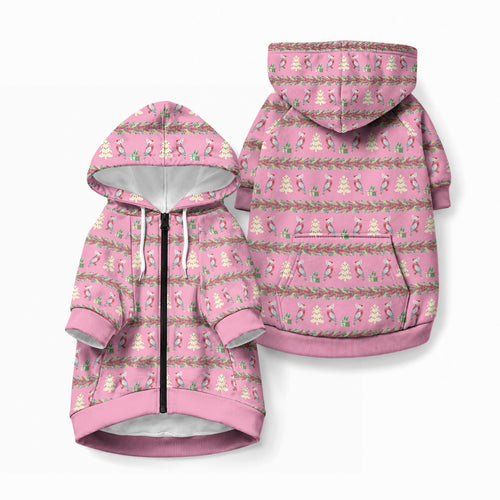 Australia Pink Galah Christmas Pet Hoodie Eolophus Roseicapilla Bottlebrush Seamless