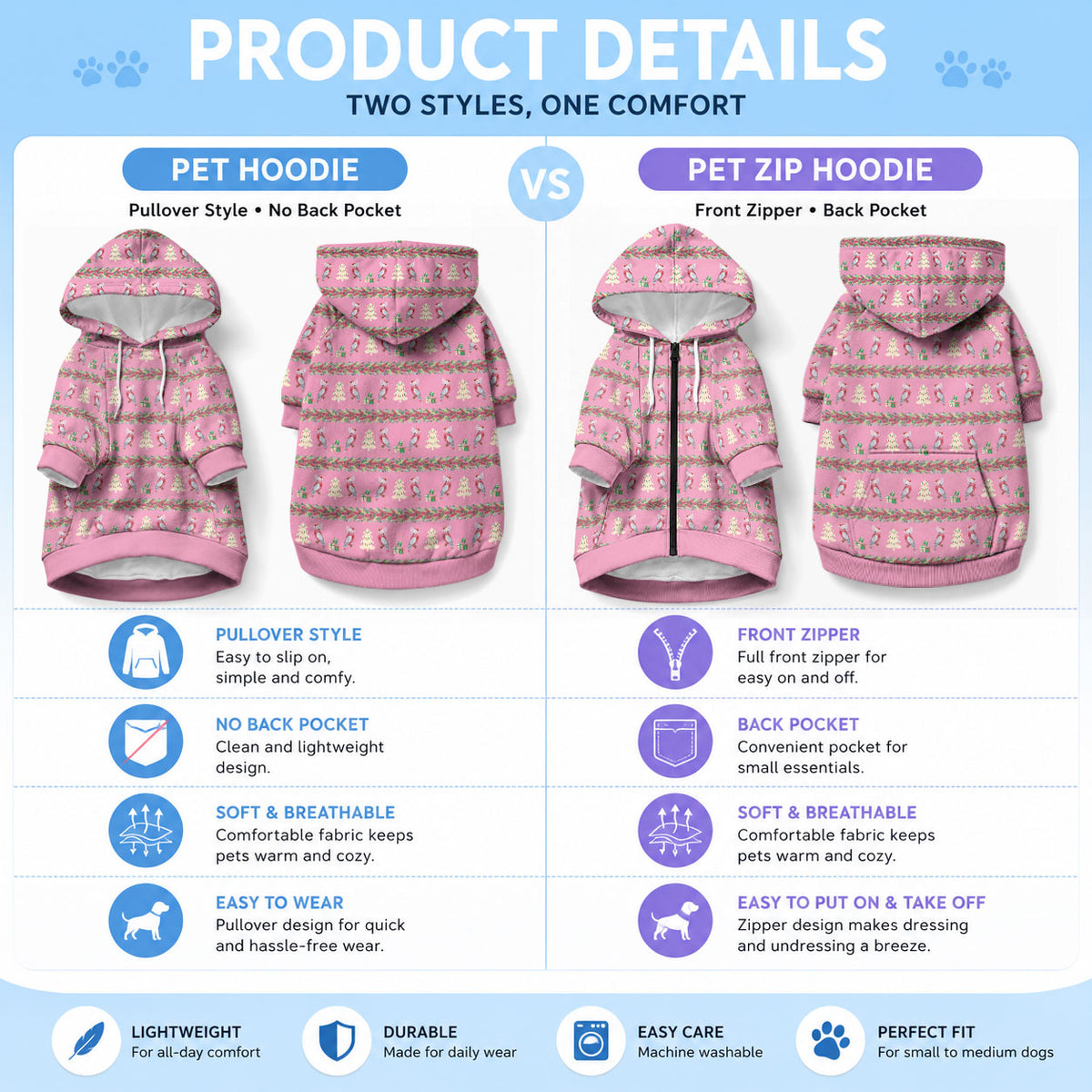 Australia Pink Galah Christmas Pet Hoodie Eolophus Roseicapilla Bottlebrush Seamless