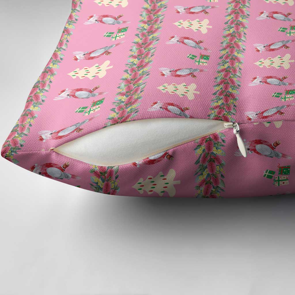 Australia Pink Galah Christmas Pillow Cover Eolophus Roseicapilla Bottlebrush Seamless - Aussie Hoodie