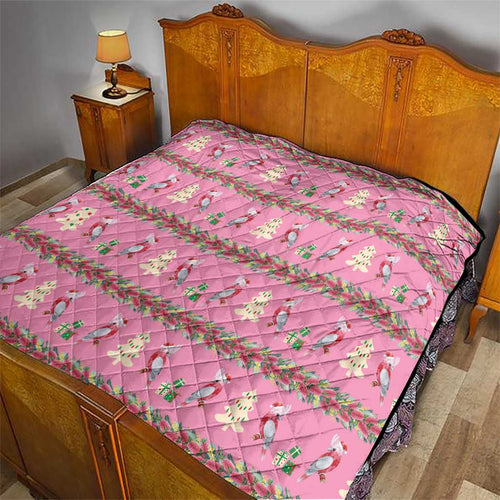 Australia Pink Galah Christmas Quilt Eolophus Roseicapilla Bottlebrush Seamless - Aussie Hoodie