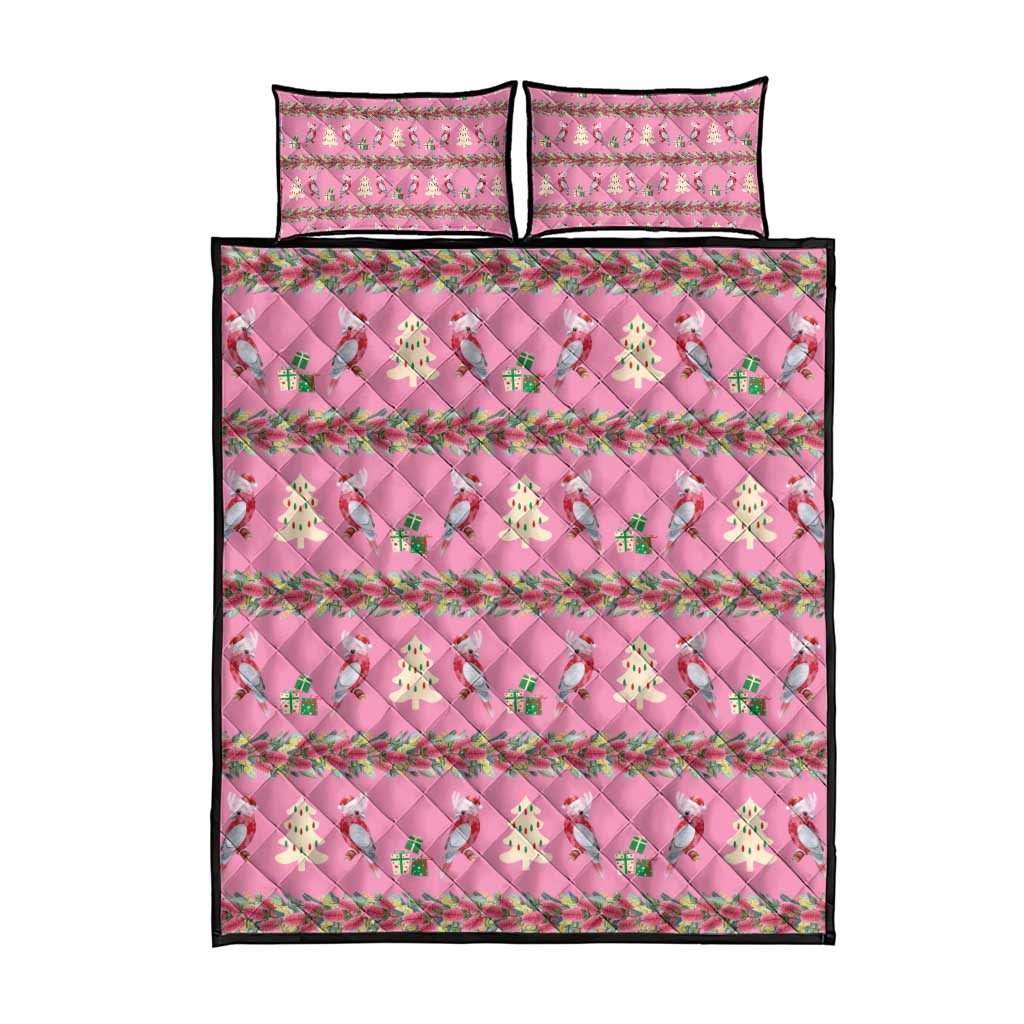 Australia Pink Galah Christmas Quilt Bed Set Eolophus Roseicapilla Bottlebrush Seamless - Aussie Hoodie