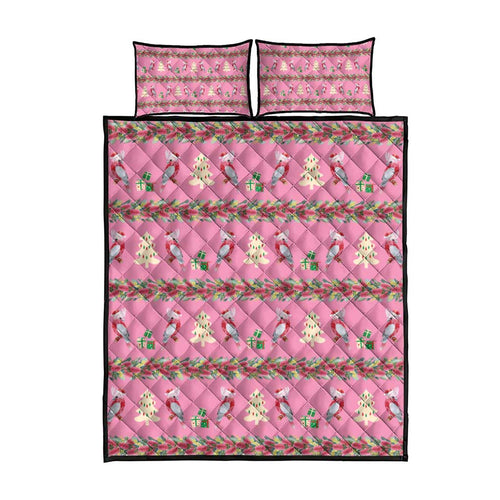 Australia Pink Galah Christmas Quilt Bed Set Eolophus Roseicapilla Bottlebrush Seamless - Aussie Hoodie
