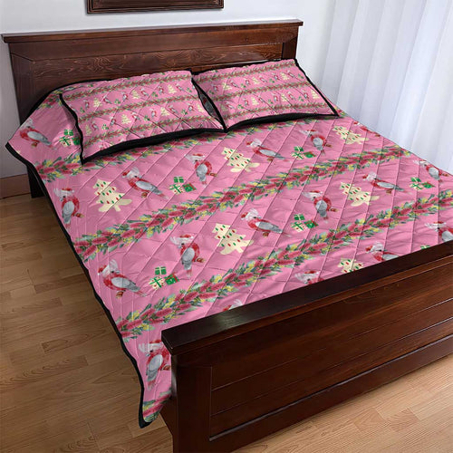 Australia Pink Galah Christmas Quilt Bed Set Eolophus Roseicapilla Bottlebrush Seamless - Aussie Hoodie